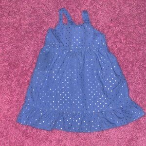 Blue Dress with Gold Polka Dots